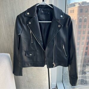 ASOS Black Faux Leather Jacket with Silver Accents